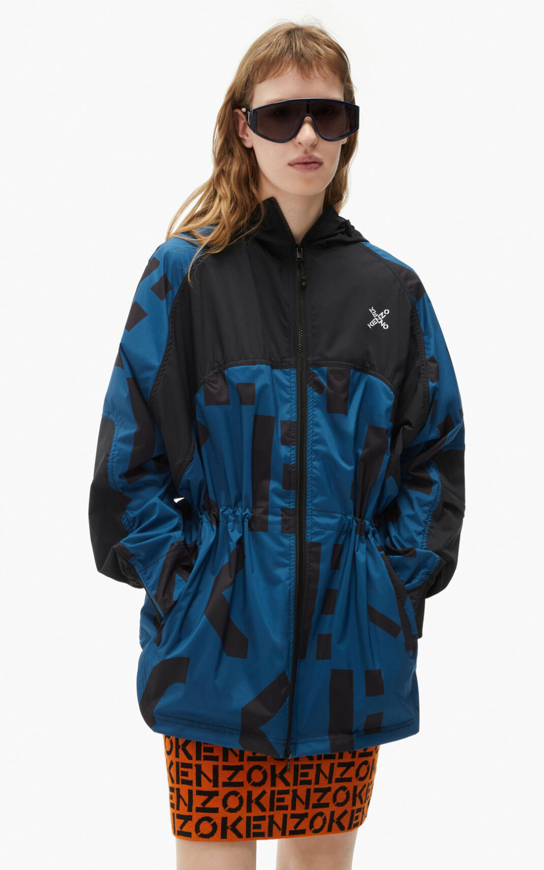 Parka Kenzo Sport lightweight monogram Feminino - Azuis Escuro | 780CMLIRE